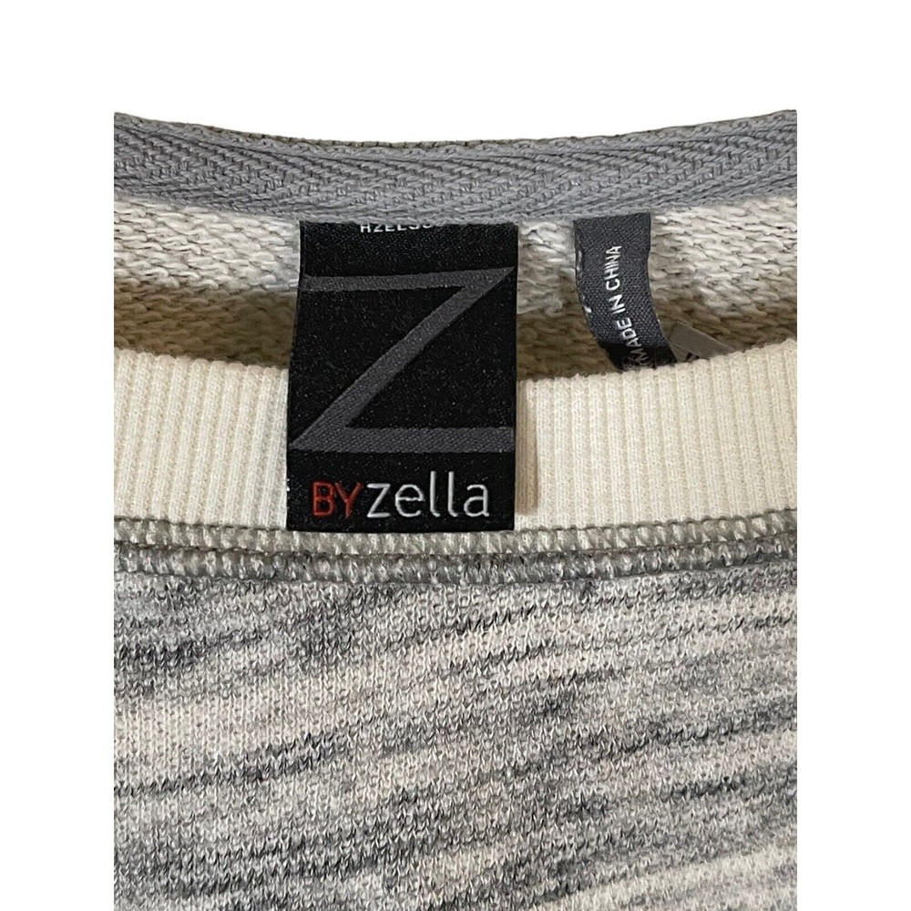 Z By Zella Sweatshirt Women's Size M Gray/White Cotton‎ Long Sleeve Round Neck - Picture 3 of 10